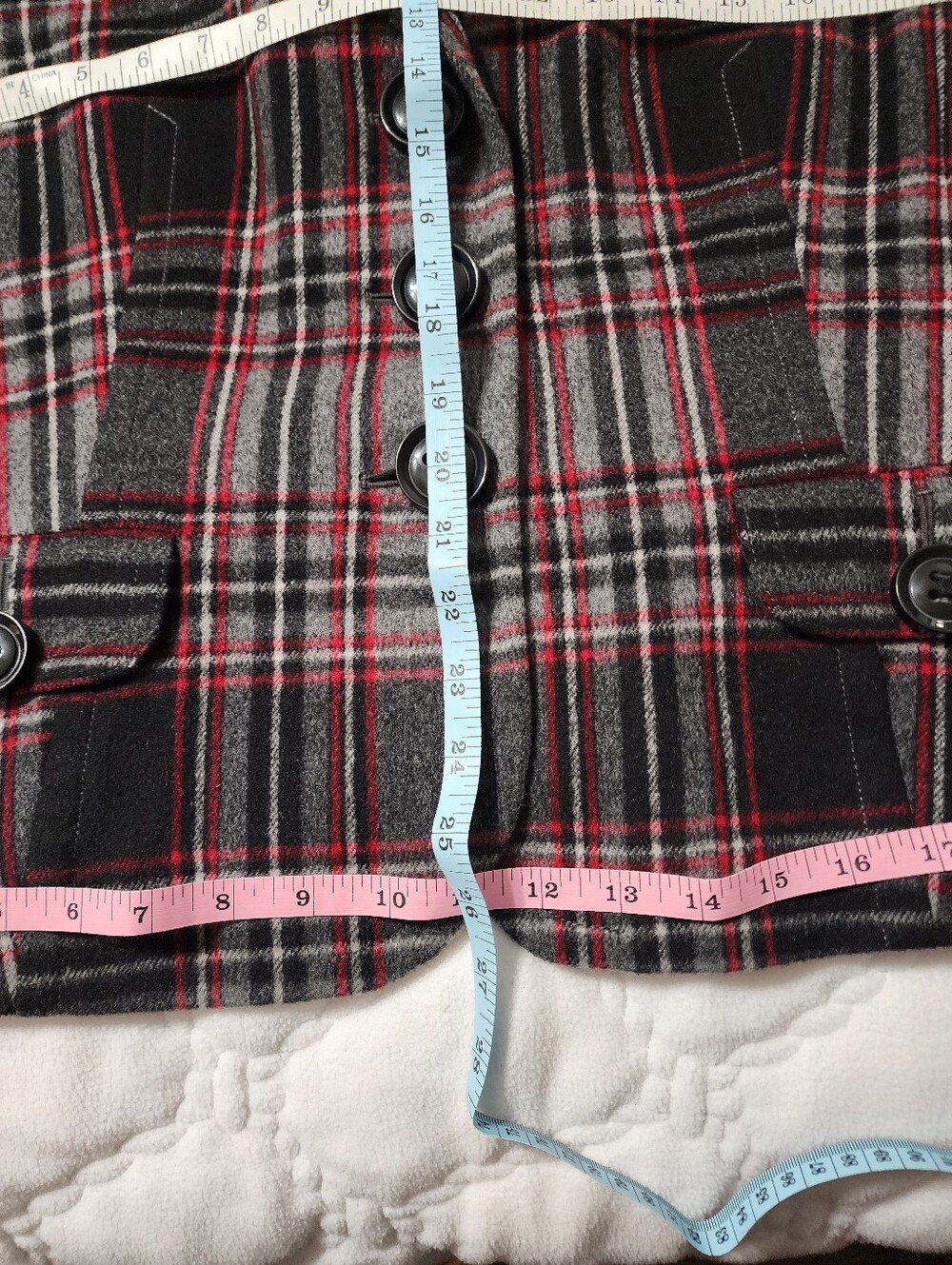 Talbots Black, Gray & Red Plaid Blazer Jacket - Picture 11 of 13